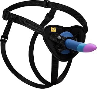 ROMP Piccolo Pegging Kit - 5 Zoll Silikon Strap On Dildo - Verstellbarer Harness Strap On Kit mit nicht-realistischem Saugnapf - P-Punkt & G-Punkt gebogener Dildo - Maschinenwaschbar