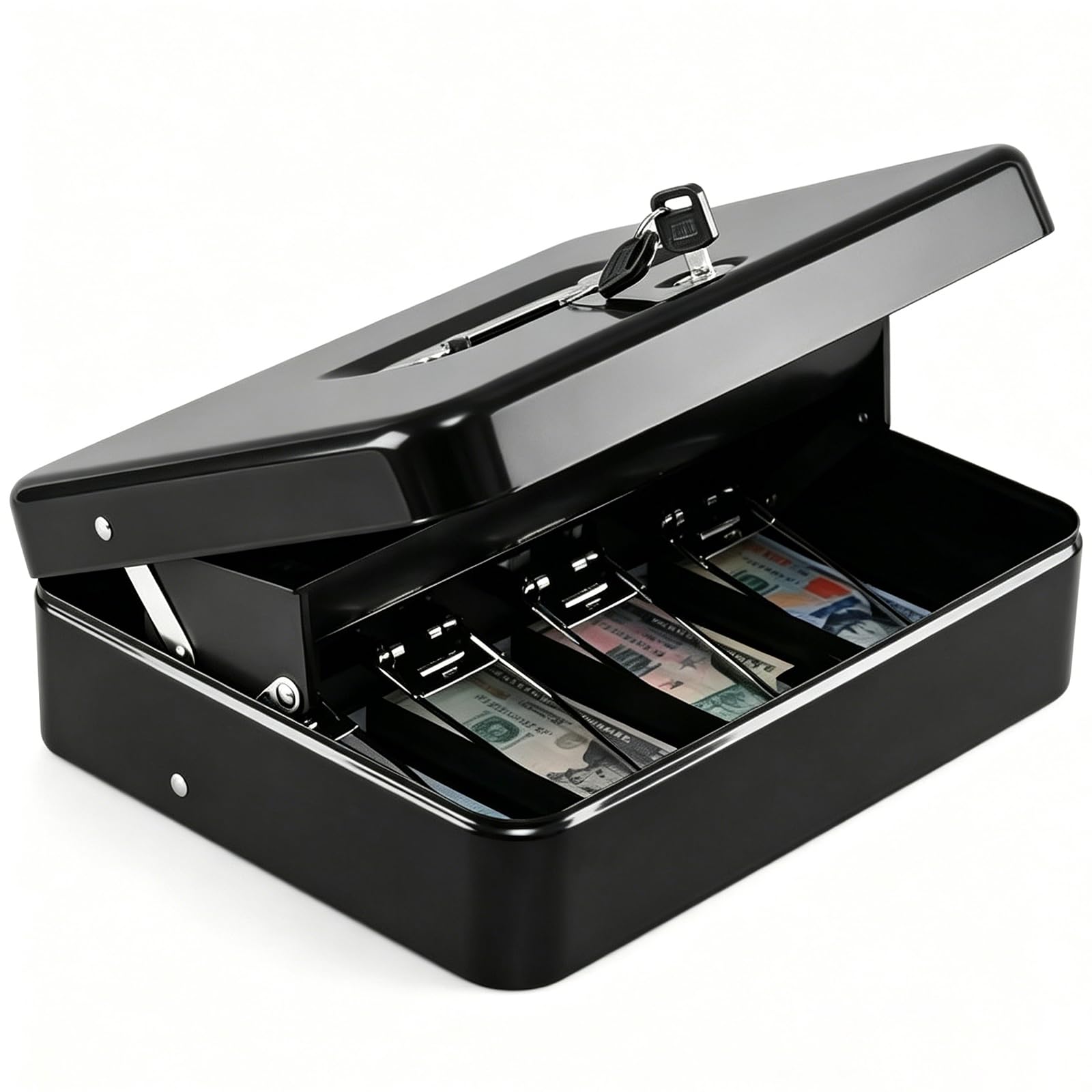 キャッシュボックス Amazon.com: KYODOLED Cash Box with Top Key Lock–0.7mm Metal Money
