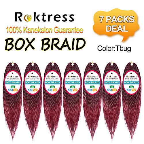 Roktress 7 Packs 14 Inches Box Braid Crochet Hair Crochet Box Braids Medium 3X Box Braiding Crochet Hair Kanekalon Synthetic Hair Extensions 20 Strands/Pack (14" 7Pcs, T1B-BUG#)