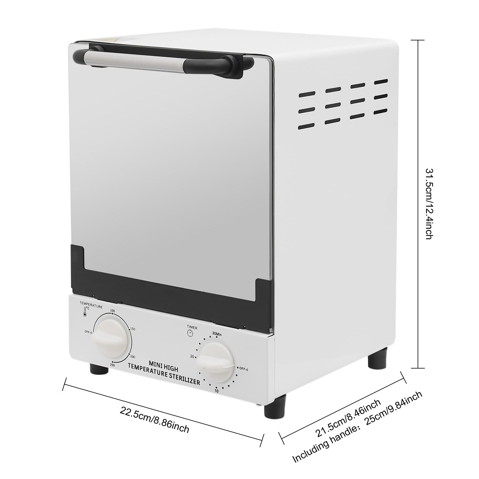 Esterilizador de salón de uñas, 12 L, esterilizador de alta temperatura 0 – 250 °C, dispositivo desinfectante 1000 W, armario esterilizador para salón de belleza, spa, esterilizador de aire caliente