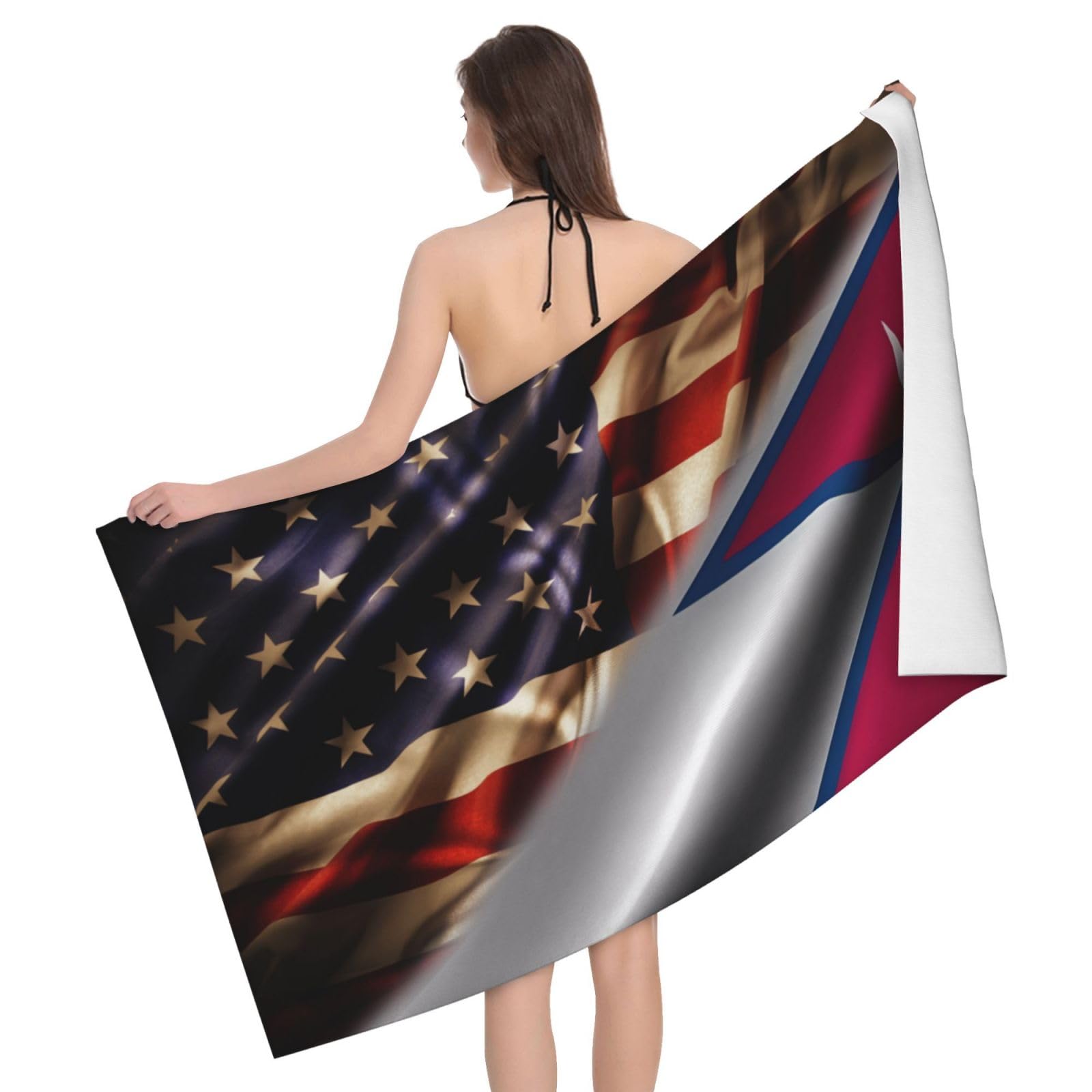 HLBSDM Microfiber Combined Nepalese and USA Flag Beach Towel Quick Dry Soft Sand Free Beach Towels for Pool Swim Beach Lightweight Thin Towels