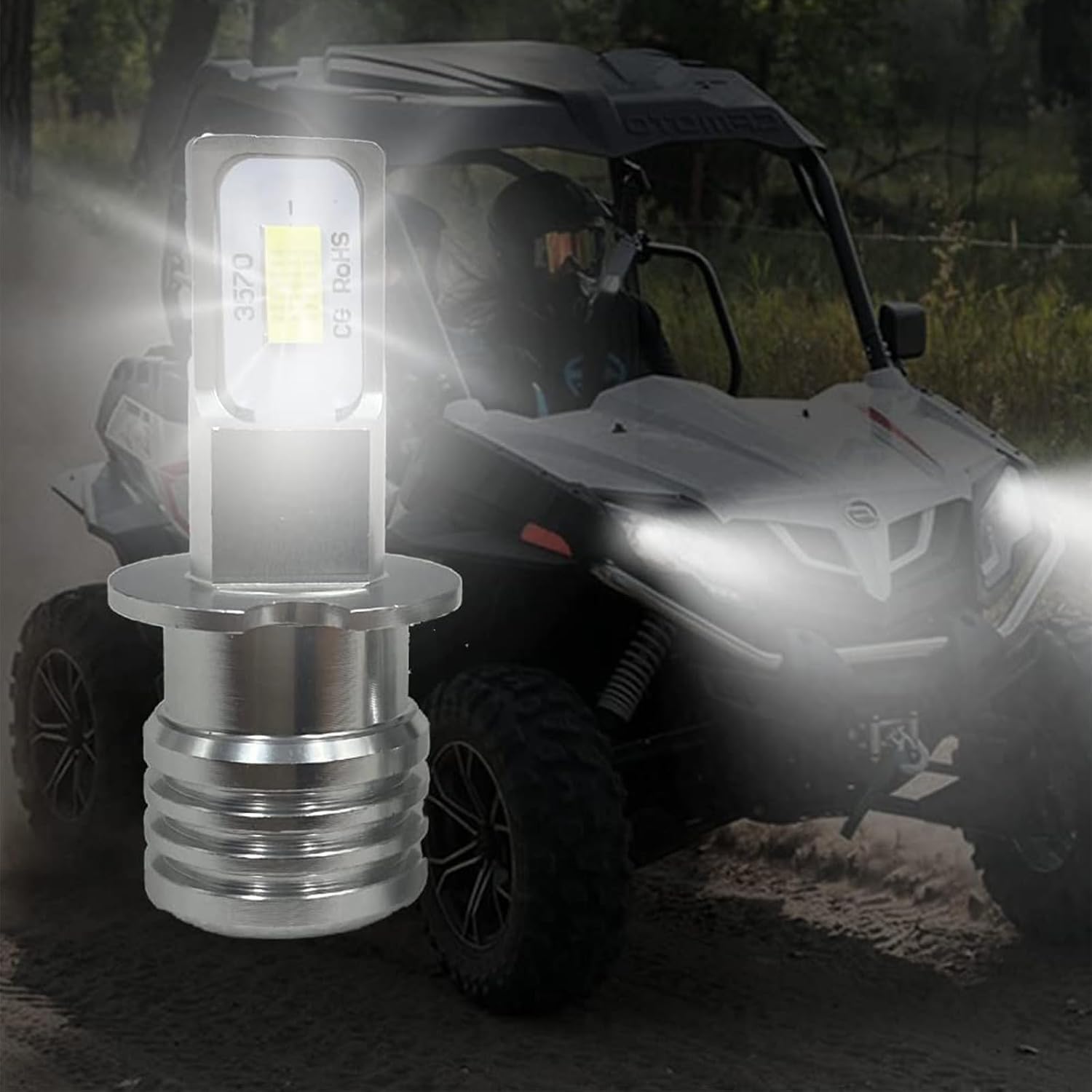 QYMOTO LED Bulb High Beam Location for CFMOTO UFORCE ZFORCE 500 800 Part Number 3112021 (2 Pack)