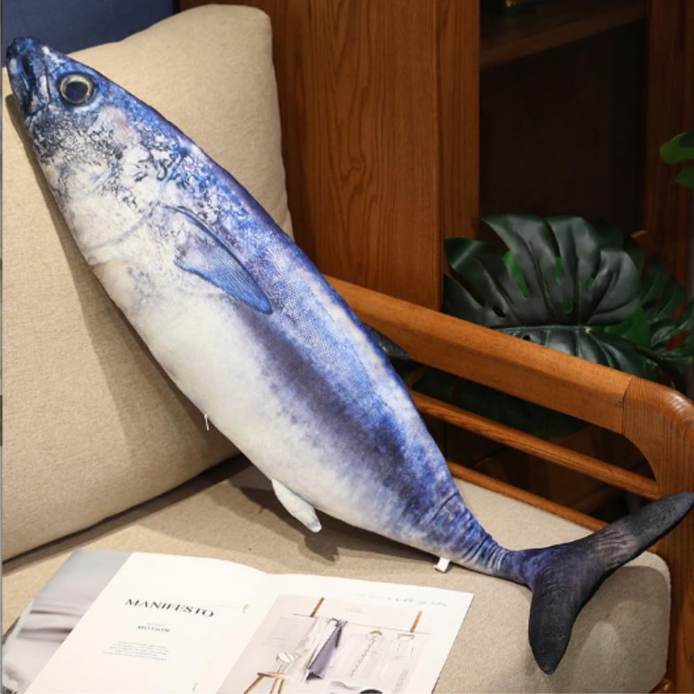 OUKEYI Soft Fish Cushion Pillow,Simulation tunas Plush Pillow Stuffed Toy Throw Pillow for Home Decoration Gift Kids Pillow Stuffed Animal Toy (23.6inch/ 60cm)