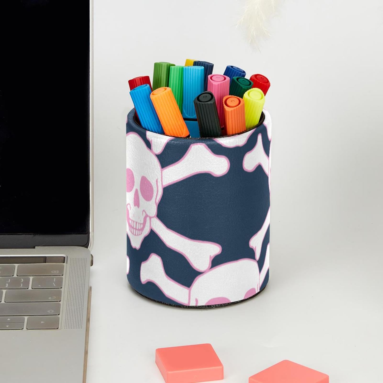 Supporto per penne a forma di teschio con scheletro porta pennelli da trucco, per casa, ufficio, scrivania, organizer per un adesivo dello stesso accessorio