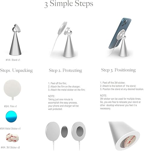 Miniatura 5 de Soporte de teléfono de metal para Magsafe Charger-AfaiTEK 15 Dia Neat Accesorios de teléfono para mantener el escritorio limpio soporte de teléfono
