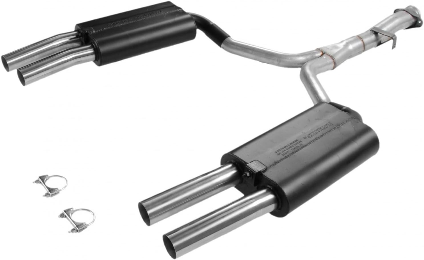 Flowmaster 17153 Force II Cat-Back Exhaust Kit 2.5 Inch Aluminized Steel Quad 2.5 Inch Brushed 304 Stainless Steel Tips Compatible with 1986-1990 Chevy Corvette 5.7L