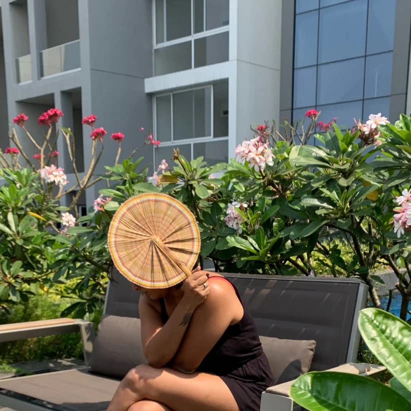 Royal 11 Handcrafted Woven Bamboo Round Shape Folding Hand Fan for Summer - Image 6 thumbnail