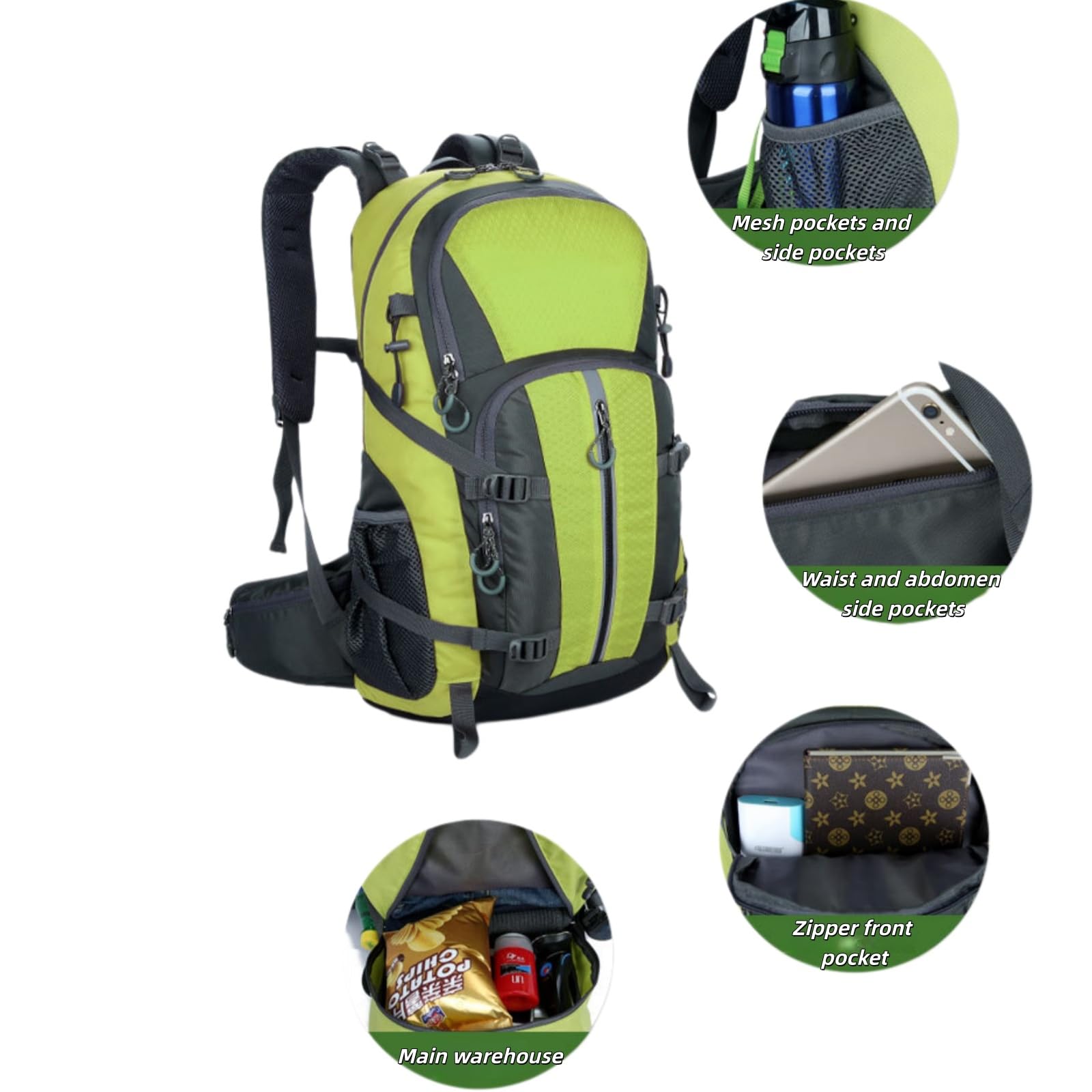 Wanderrucksack, Großer Outdoor Rucksack Wasserdicht mit Viel Stauraum, Ideal für Wandern, Camping, Reisen (Blau)