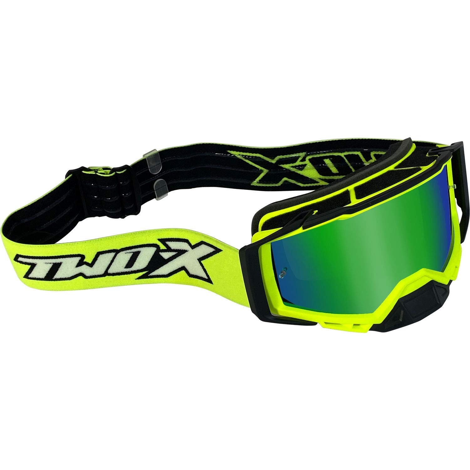 TWO-X Atom Lunettes de motocross fluo – Vortex - Lunettes de protection pour le nez, le motocross, l'enduro, le verre miroir de moto - Anti-rayures