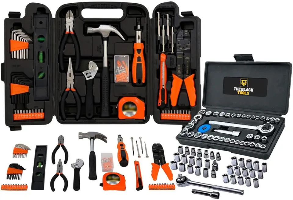 Kit Jogo De Ferramentas Completo C/Soquetes E Chaves The Black Tools