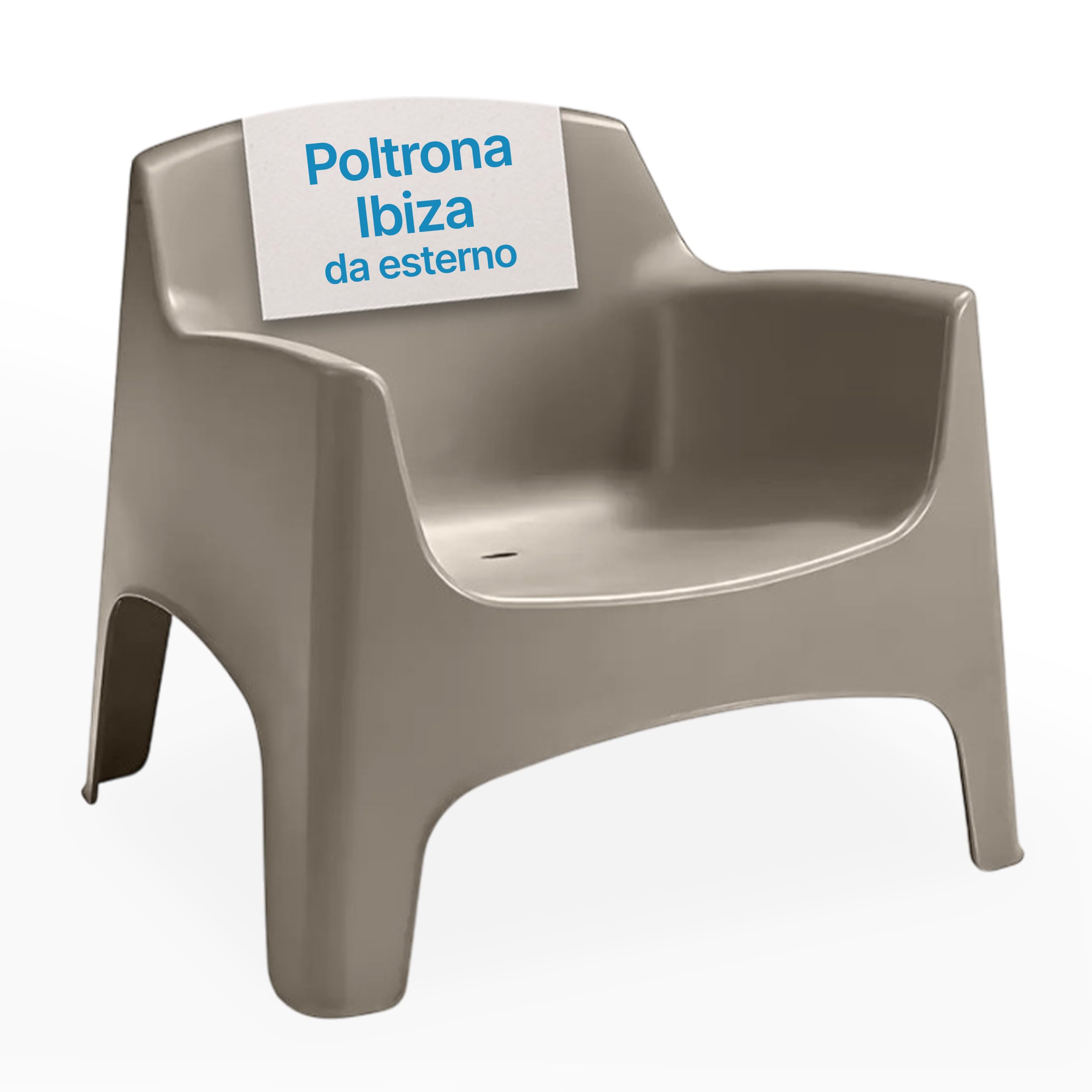 Tomaino Poltrona da esterno Ibiza XL Sedia da giardino in plastica impilabile 79x74x70 cm tortora