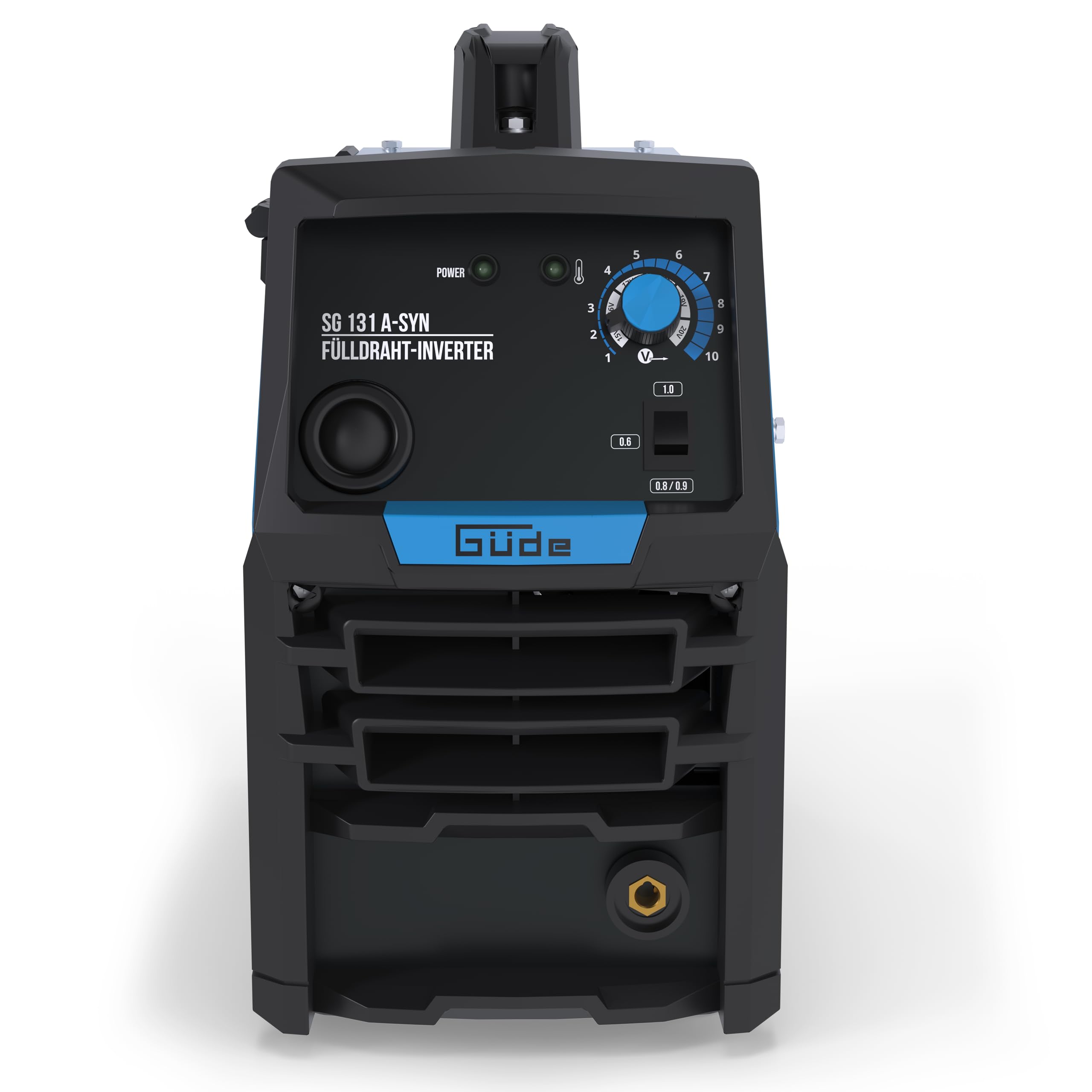 Güde Spawarka do drutu napełniającego SG 131 A-SYN (230 V, technologia inwerterowa, do drutu 9 mm, maks. natężenie prądu 120 A, w zestawie osłona spawalnicza, pakiet węży, drut wypełniający, młotek