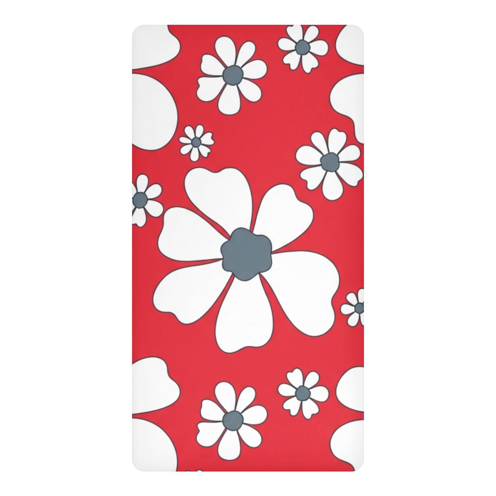 Drap-housse imperméable berceau floral vintage rouge protège les nuits de votre fille