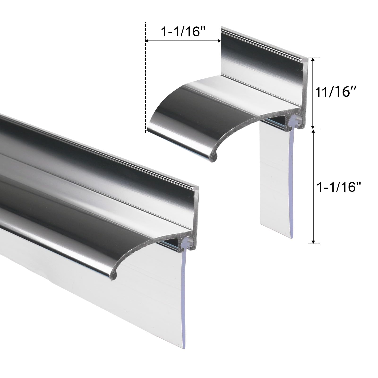 Gordon Glass® 25" Chrome Framed Shower Door Replacement Drip Rail with