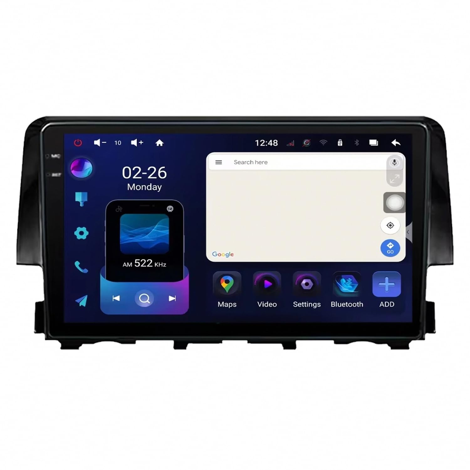 Touchscreen Auto Radio per Honda Civic 10 FC FK 2015-2020 Wireless Carplay Android Auto Stereo Bluetooth Ips con Pantalla Táctil con Gps Navigatore/Swc/Mirror, 4 Nucleo 2G+32G