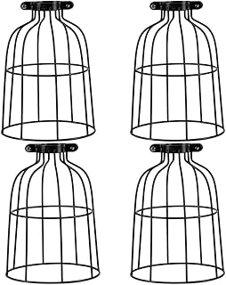 XIDING Jaula de alambre de metal industrial vintage, estilo antiguo, protector de lámpara ajustable para colgar la ilumina...