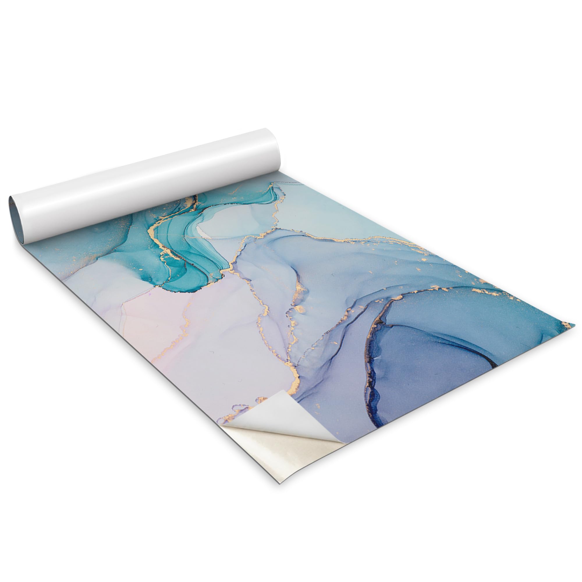 Sticker adhésif marbre bonbon Wallfluent 100x50 cm pour meuble de cuisine