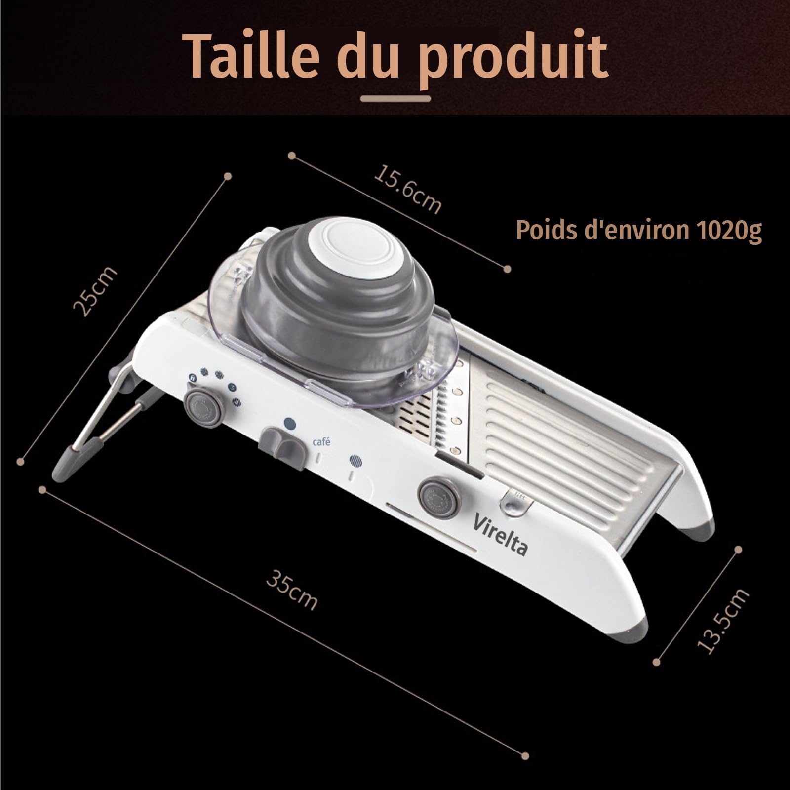 Mandoline de cuisine professionnel mandoline légumes réglable multifonctions acier inoxydable avec pied antidérapant