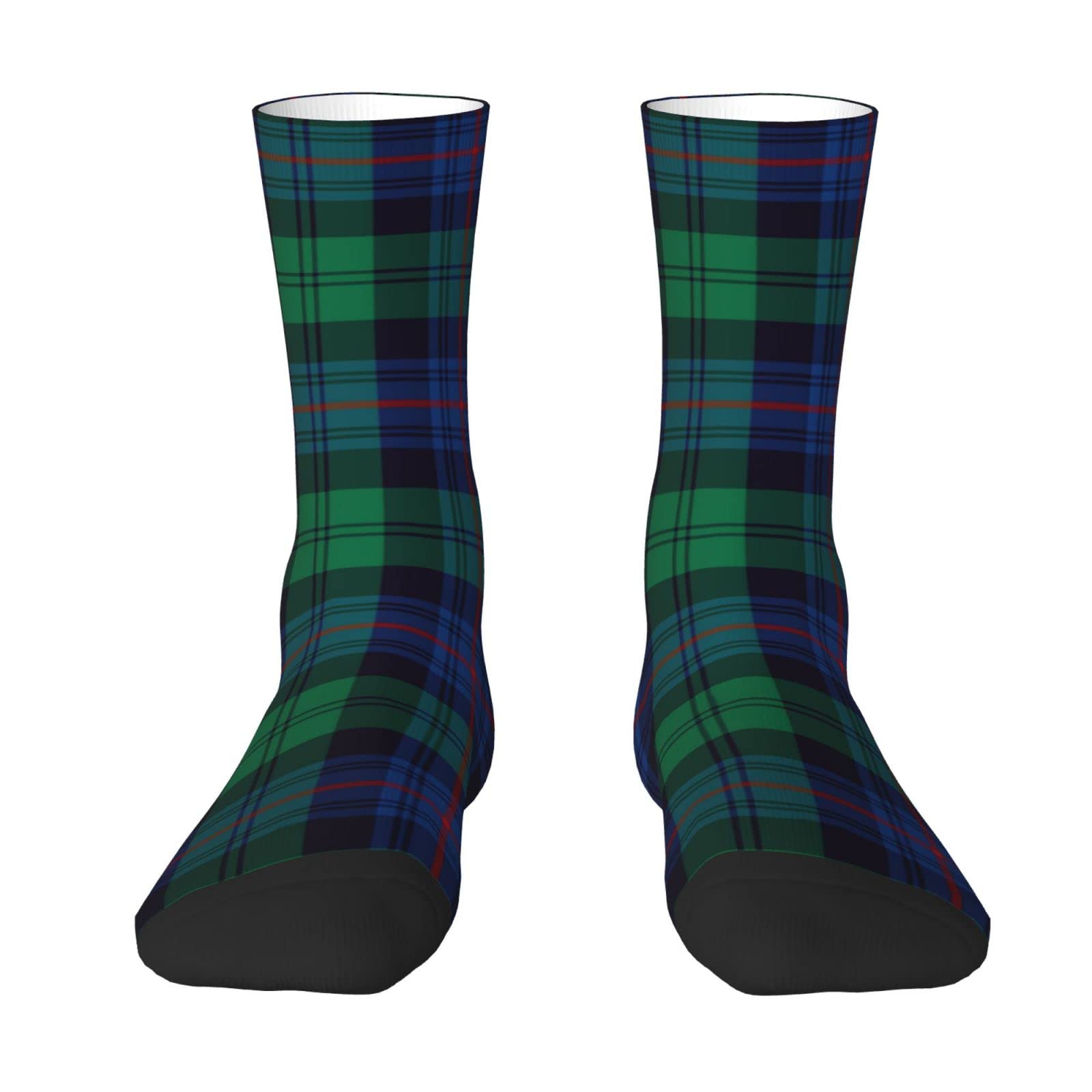 Chjdofong Unisex Royal Blue And Green Armstrong Clan Tartan Crew Socks For Men Women, Athletic Socks Novelty Fashion Casual Tube Sock Sports Dress Socks