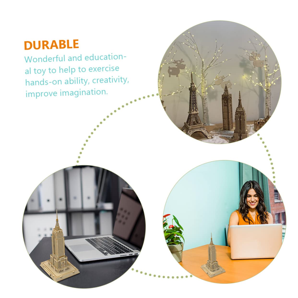 BESTonZON Puzzle 3D en Bois Soi-même pour Garçon Et Filles Et Adolescents, Modèle Bâtiment Célèbre De New York, Éducatif Et Décoratif, Jeu Créatif Et Manuel, Présent Pédagogique