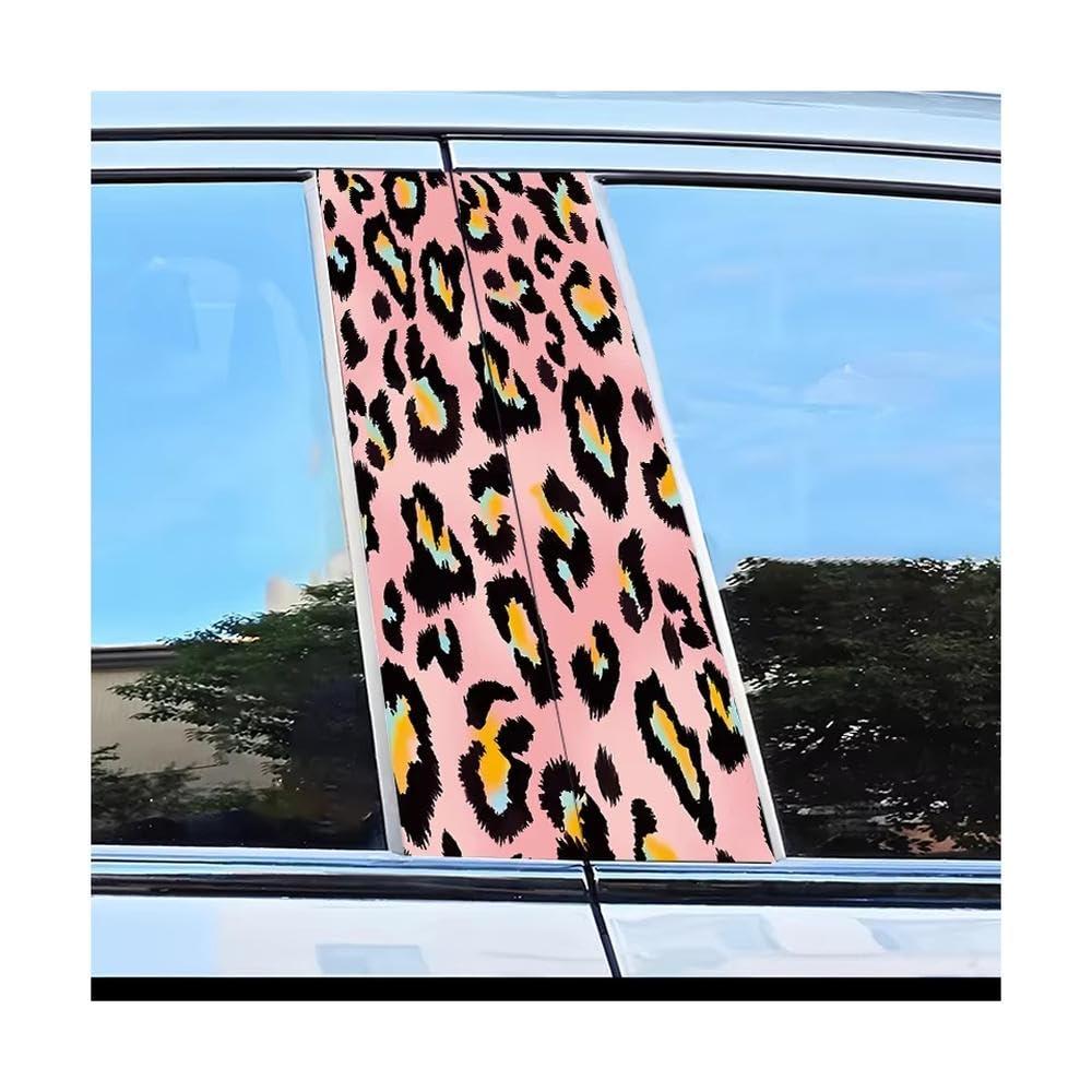Bertdcx One Color 2Pcs Car B-Pillar Stickers Leopard Print Scratch Resistant Personalized Auto Parts