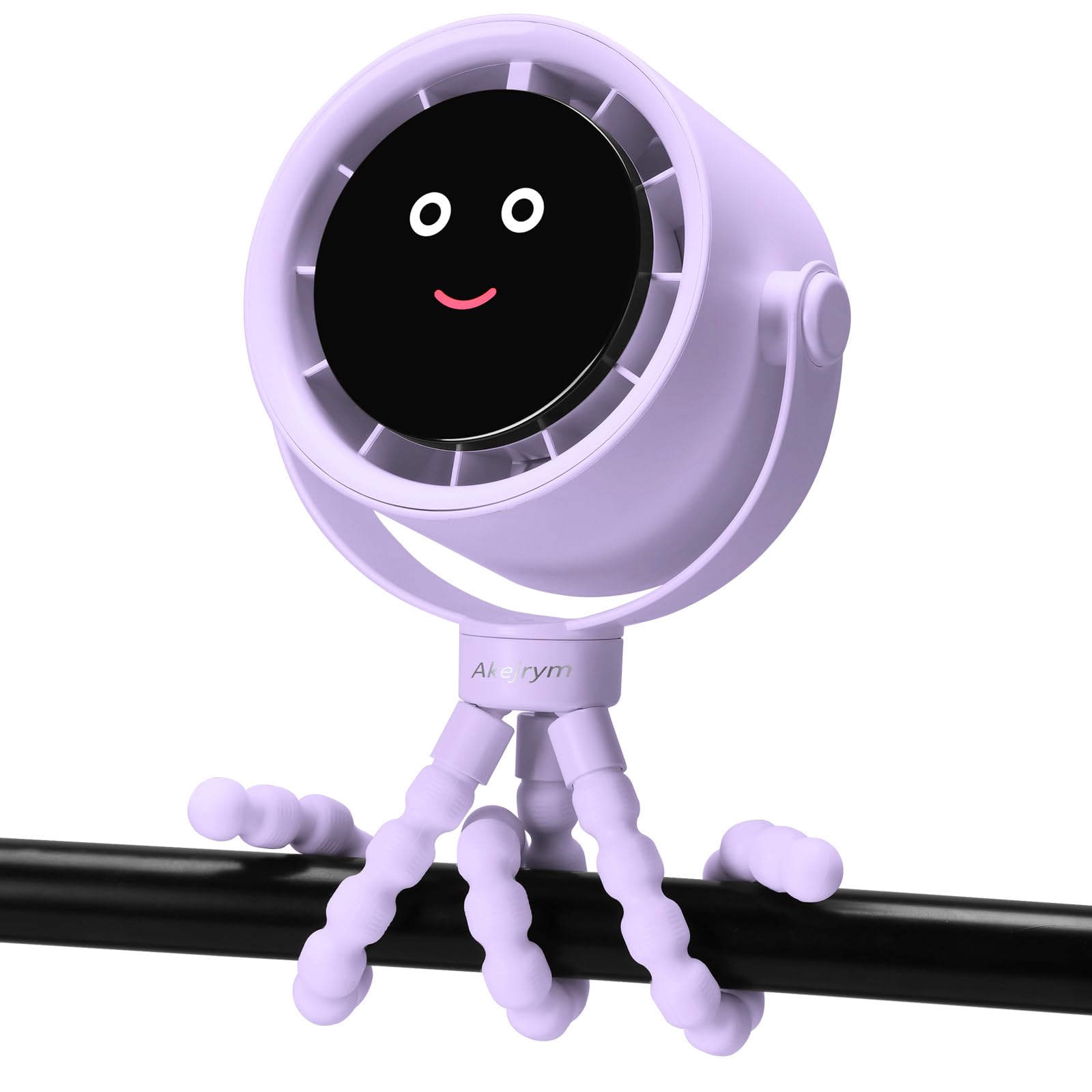 Akejrym Ventilatore per passeggino portatile, ventilatore personale da viaggio, Air Turbo Tech e display digitale, rimovibile a 5 velocità, ricaricabile, rotazione a 360°, treppiede flessibile, per