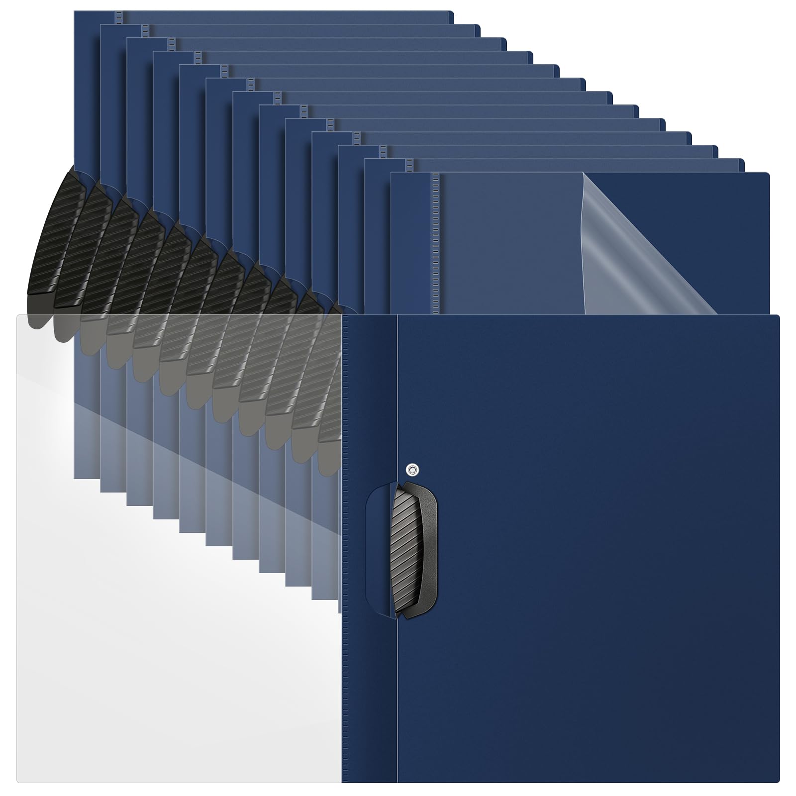 Teling Transparente Berichtsmappen mit Clip, Kunststoff-Präsentationsmappen, 23,9 x 30,6 cm, Präsentationsmappen, Papierbinder für Klassenzimmer, Geschäftsakten, Dokumente, Schule, Büro, Marineblau,