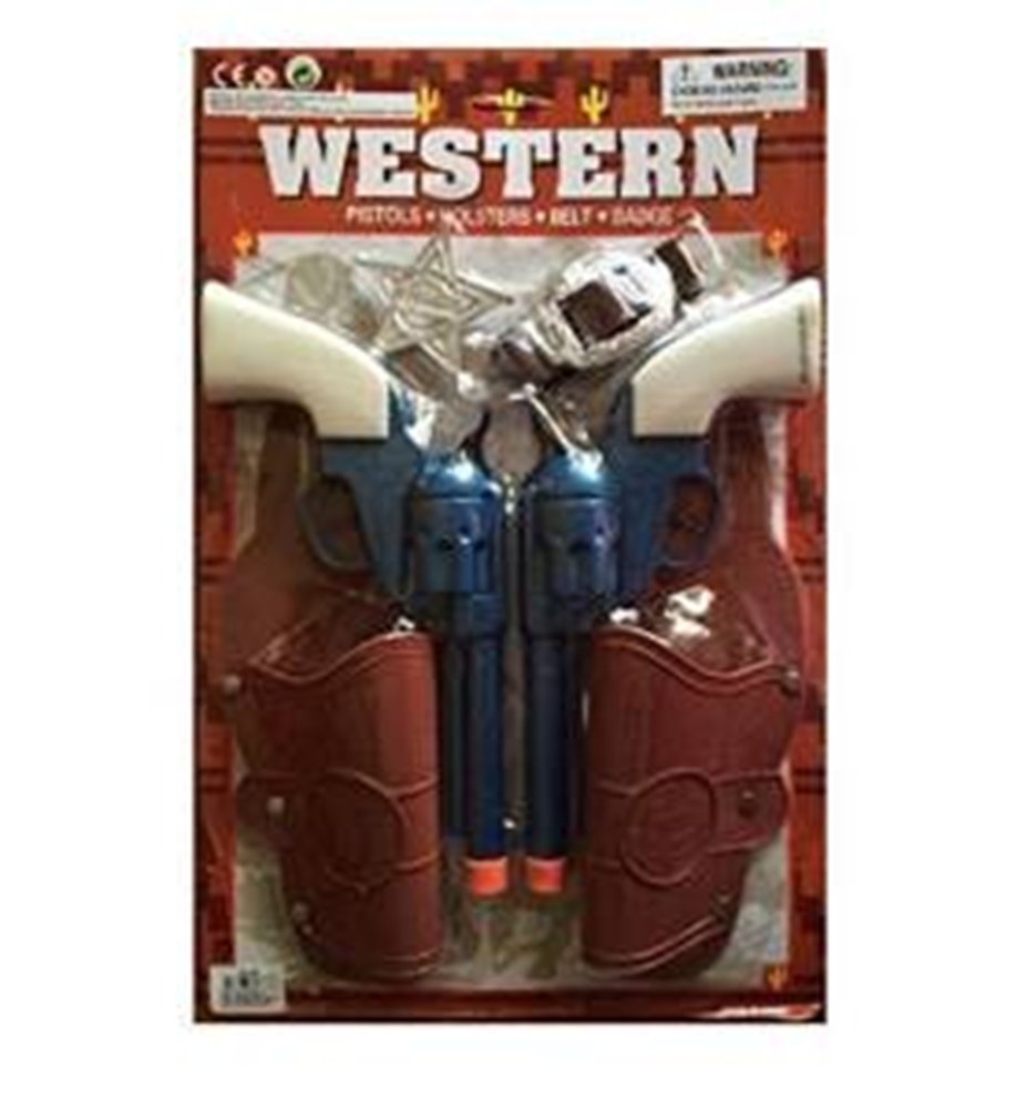 Toy Guns Click-Action Pistols Holsters Set with Sheriff Badge and Belt