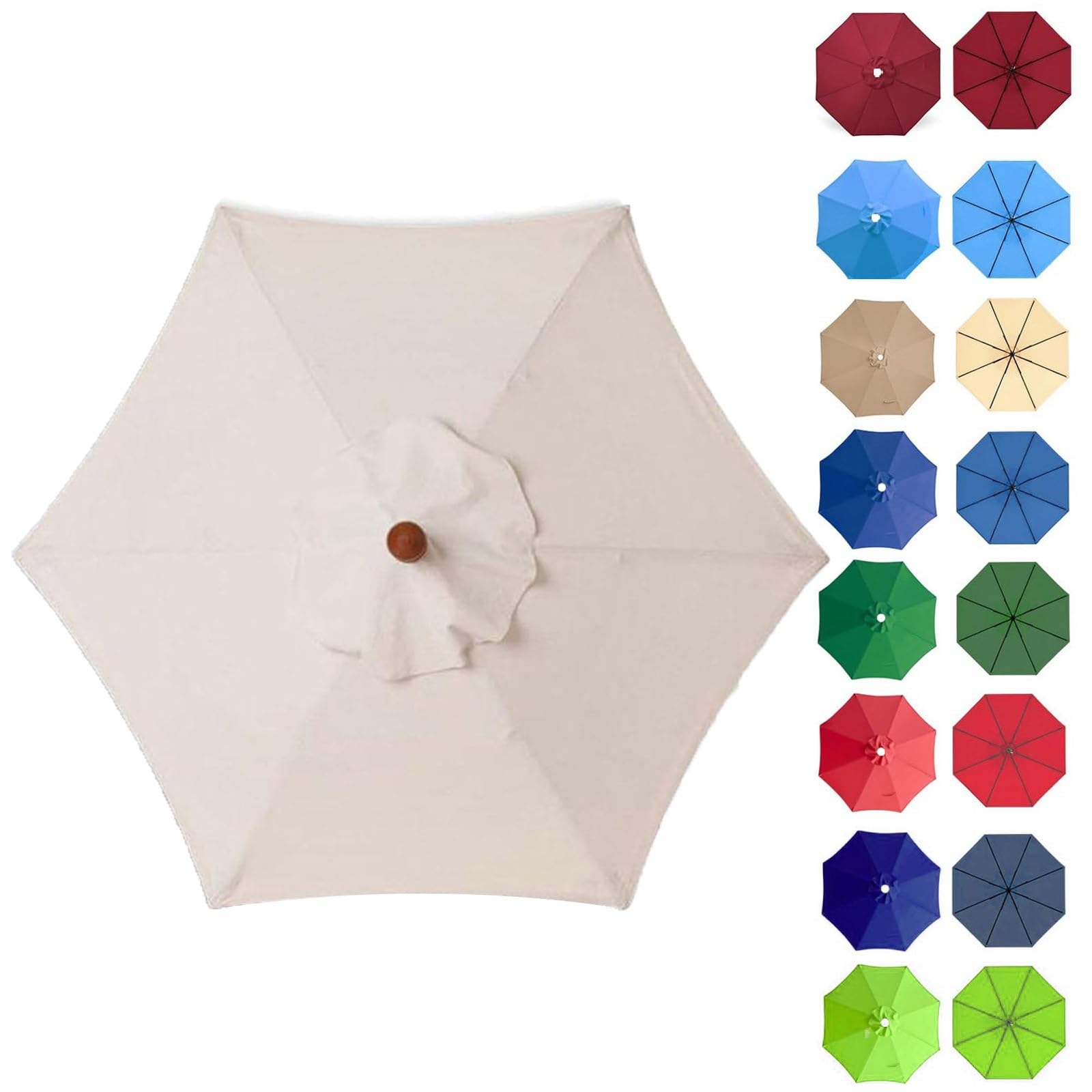 Dpaozpo White 2M/2.7M/3M Patio Replacement Parasol Cover, Round Replacement Parasol Top Cover, Umbrella Replacement Canopy Cover, Canopy Top Cover Umbrella Replacement Cloth ( Color : Size : 2M/6.5Ft (6Rib)
