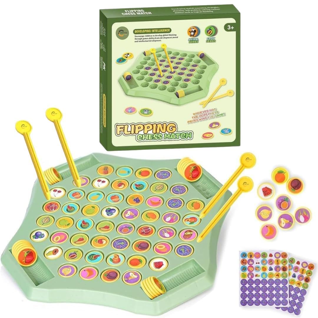 SHUTTLE ART Animal Fruit Flip Chess Memory Game | Montessori Matching Board for Kids | Early Education Brain Boost Toy | Preschool Educational Learning Toy | Brain Development Puzzle for Toddlers 3+-image-42