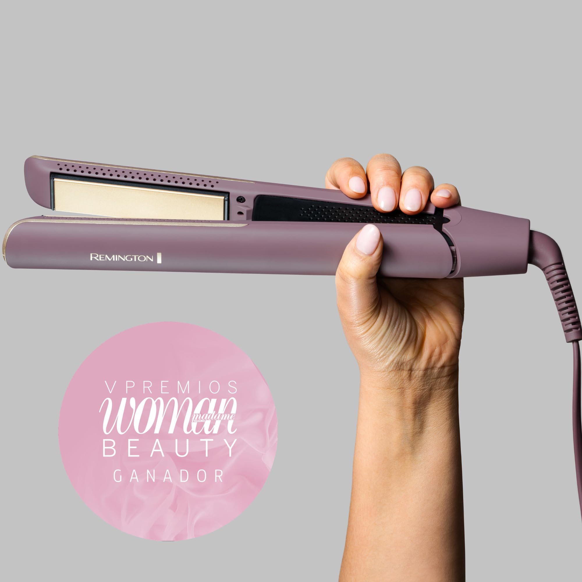 Remington plancha de pelo AIRvive con Aire Ionizado, tecnología Ionic Air antiencrespamiento, revestimiento cerámico ultrasuave con microacondicionadores (placas flotantes, digital, 150-230 °C) S8930