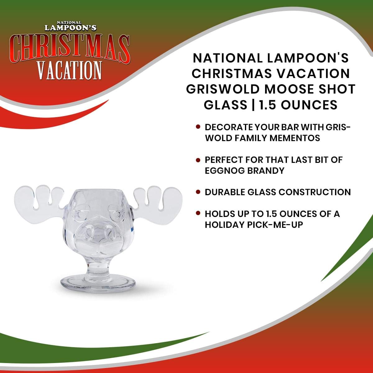 ICUP Christmas Vacation Marty Moose - Vaso de chupito acrílico moldeado de 1.5 onzas