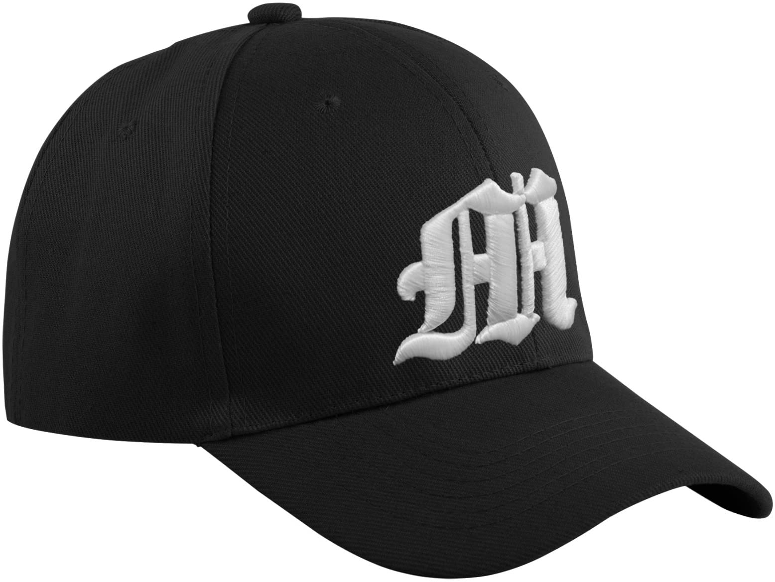 MFAZ Morefaz Ltd Casual Cotton Baseball Cap A-Z Gothic Letter Alphabet Embroidered UK hat caps Adjustable Strap Snap Back Black Red