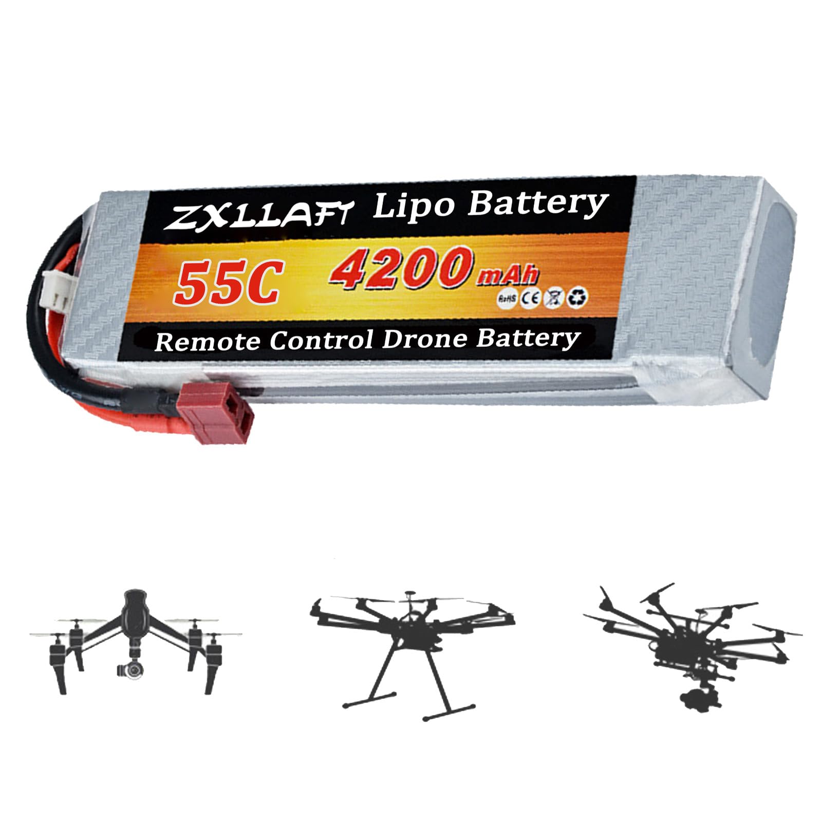 22,2V 6S Batteria per Drone 14,8V 4S Batteria al Litio 11,1V 3S Batterie LiPo 55C Batterie Ricaricabili per Aeromodelli e Alimentazione di Riserva con BMS