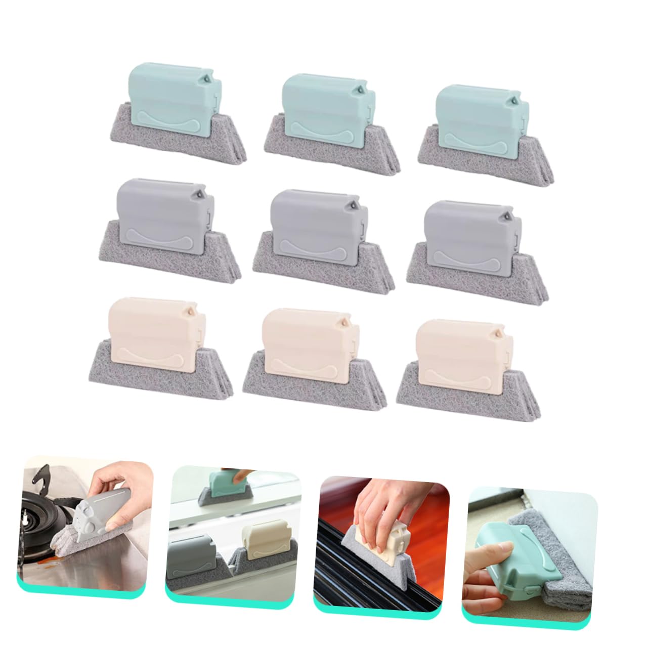 2 Set Spazzole Multifunzionali Per Fessure Finestre Strumenti Per Rimuovere Polvere E Sporcizia Scanalature E Design Ergonomico E Maneggevole Colori 9 Pezzi*2