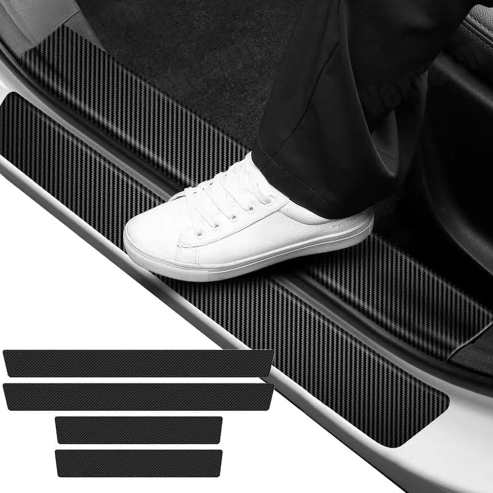 RIMENGDAN 4 Pcs Car Door Sill Protector Guard Sticker for Abarth 500e Cabriolet 2023 2024 2025 2026, Vehicle Entry Step Scuff Plate Cover Automobile Doorway Paint Shield Accessory