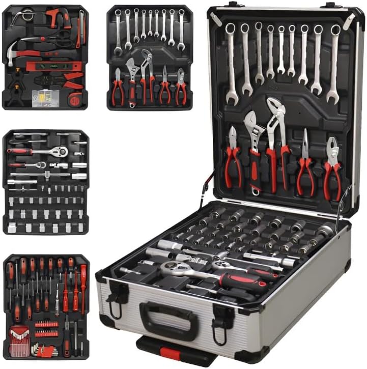 Kit de Ferramentas Profissional Completo, 186 Peças, Maleta de Alumínio