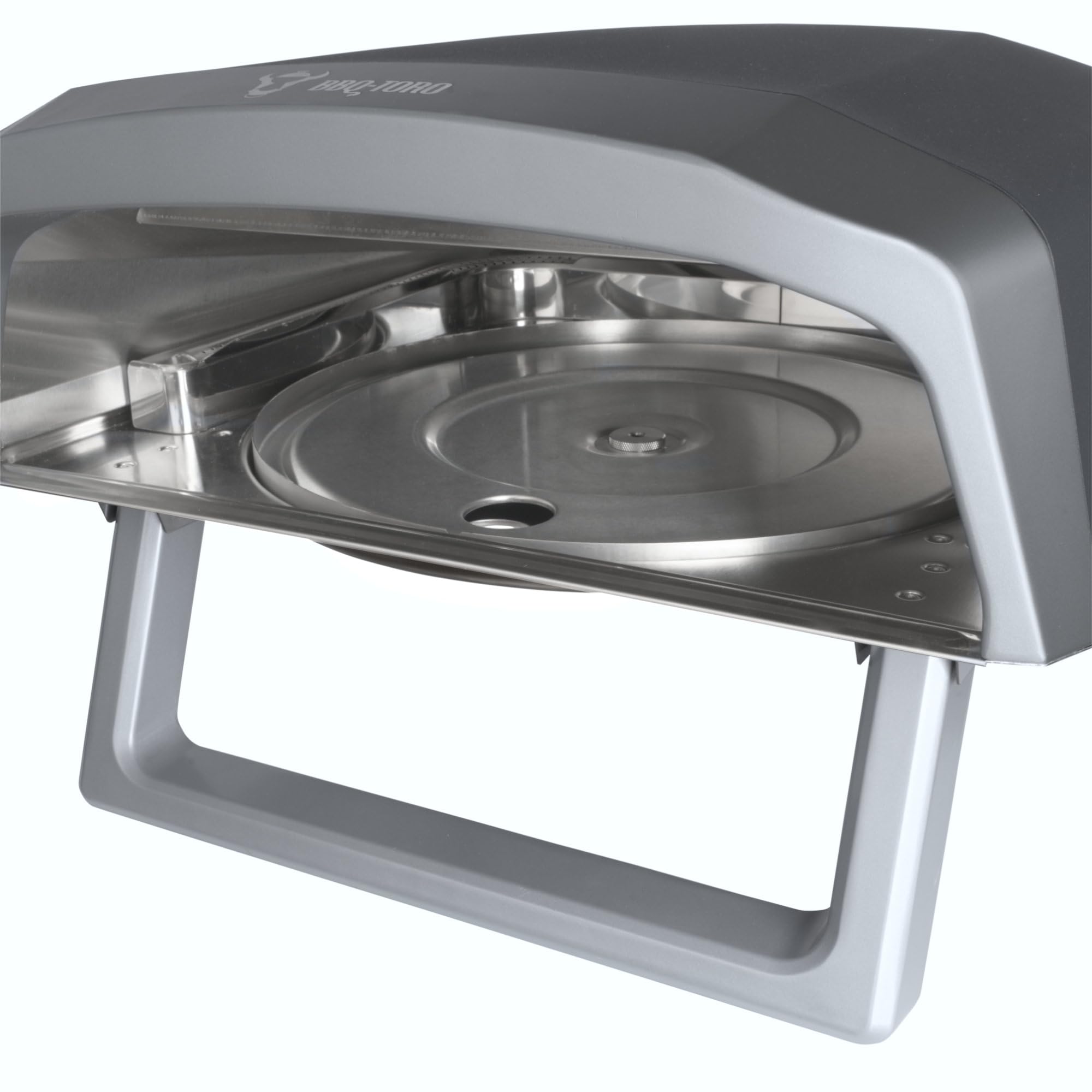 BBQ-Toro Gas Pizzaofen mit Drehfunktion | Mobiler Pizza Ofen mit Pizzastein | 8,5 kW | Gasofen, Gasgrill Camping | Ofen 360° Drehbar (Pizzaofen mit rundem Pizzastein)