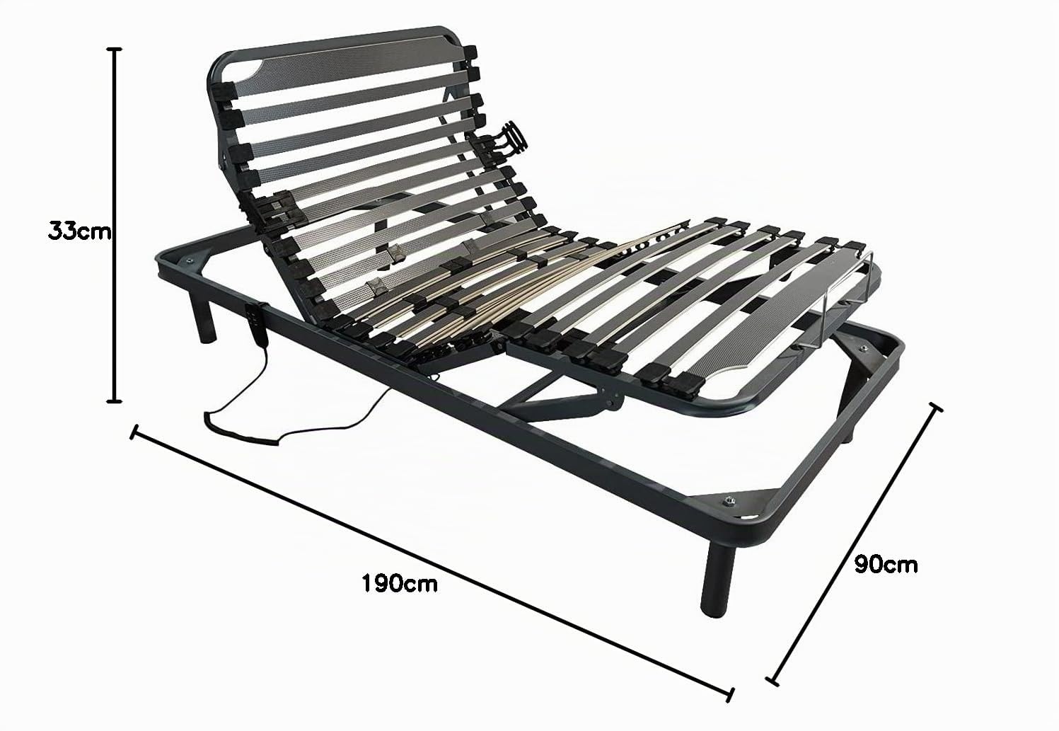 DUÉRMETE Online Cama Articulada Eléctrica Ergomedic Pro, 5 Planos, Bastidor Reforzado, Fiable y Silenciosa, Negro, 90 x 190 cm