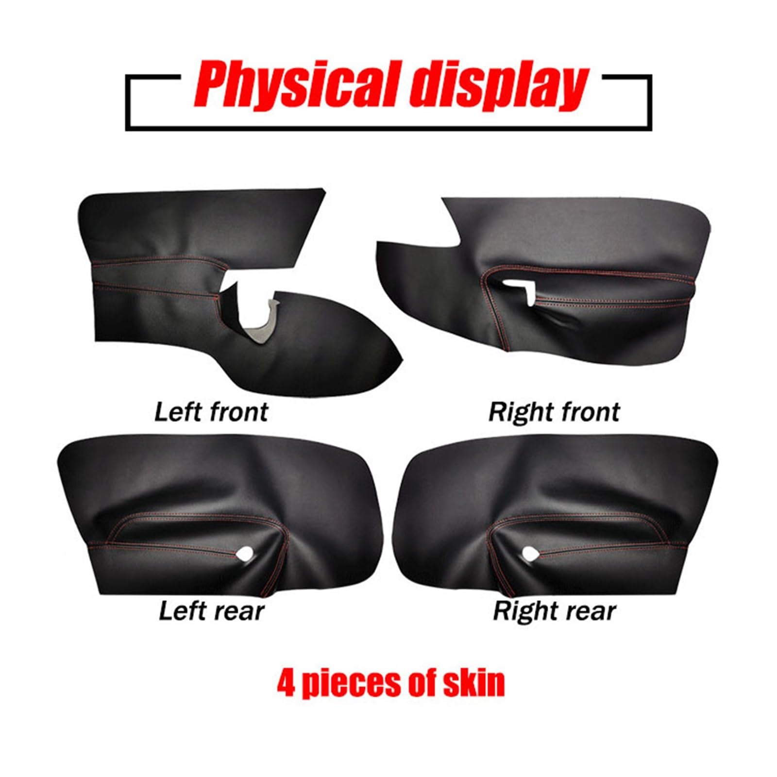 Rivestimento in pelle for pannello portiera auto compatibile con Volkswagen Golf 5 MK5 Jetta Sagitar 2006-2011 Accessori interni(Left rudder black+red line)