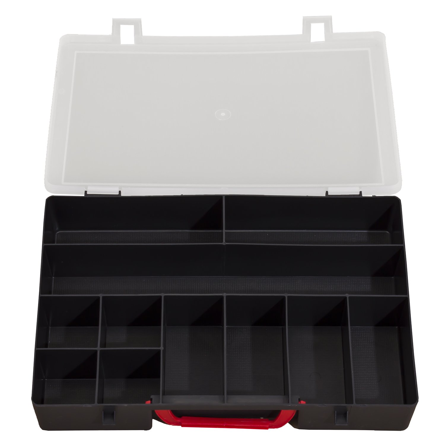 Patrol Group ORG12DOMCZAPG001 Sortimentskasten Organizer Klarsichtdeckel 8 Fächer, Schwarz, 100 X 120 X 30 Mm