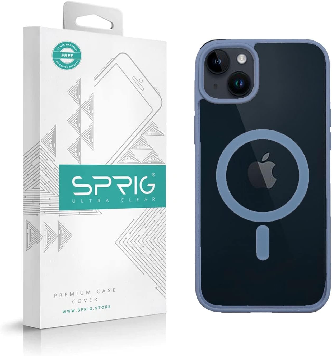 SPRIG Compatible with Apple iPhone 14 Plus Magsafe TPU PC Cover Designer Back Case Cover with Camera Protection Drop Tested Shock Proof for Boys and Girls (Light Blue)