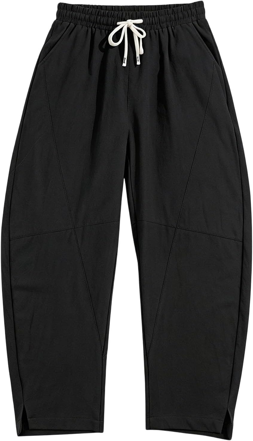 ZHUER Baggy Linen Pants for Men 2026 Summer Lightweight Wide Leg Pants Elastic Waist Breathable Beach Yoga Trousers Pockets