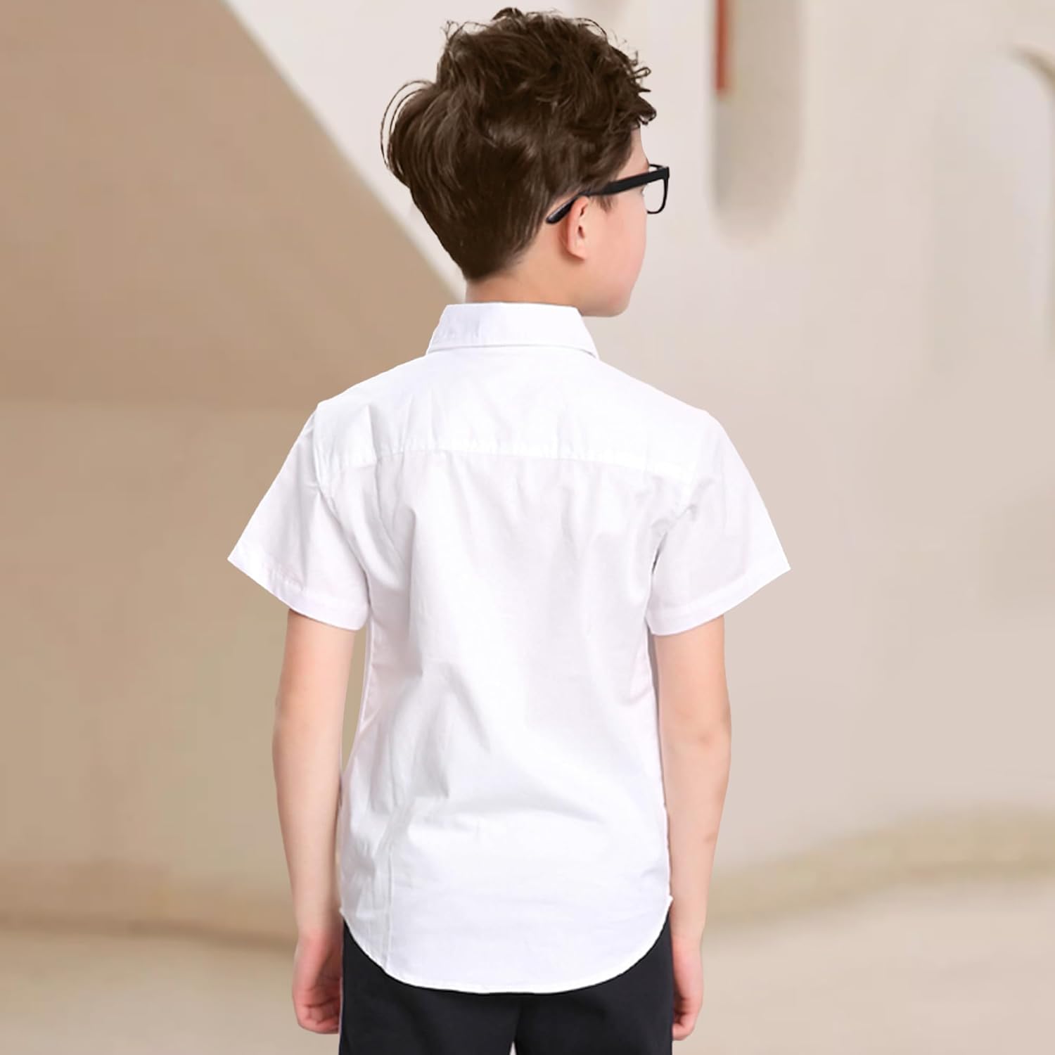 Boys Short Sleeve Button Down Shirt - Collared Uniform Dress Shirt - White Button Up Shirt Boys - Image 7