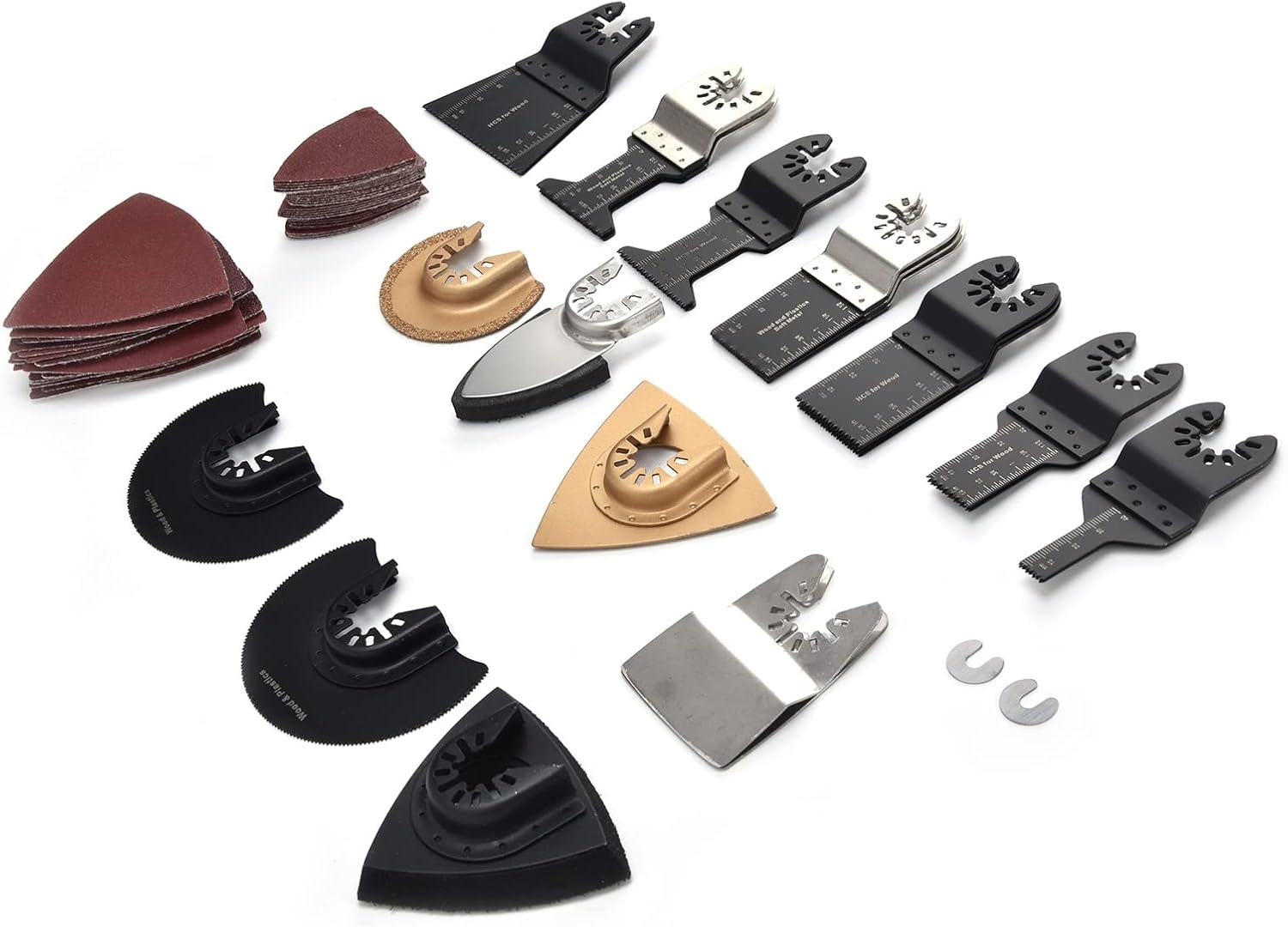 Wood Oscillating Multitool s Kit, Carbon Steel Straight, 19PCS Osting Tool with Sandpaper and Gasket, for Cutting Wood Pla,