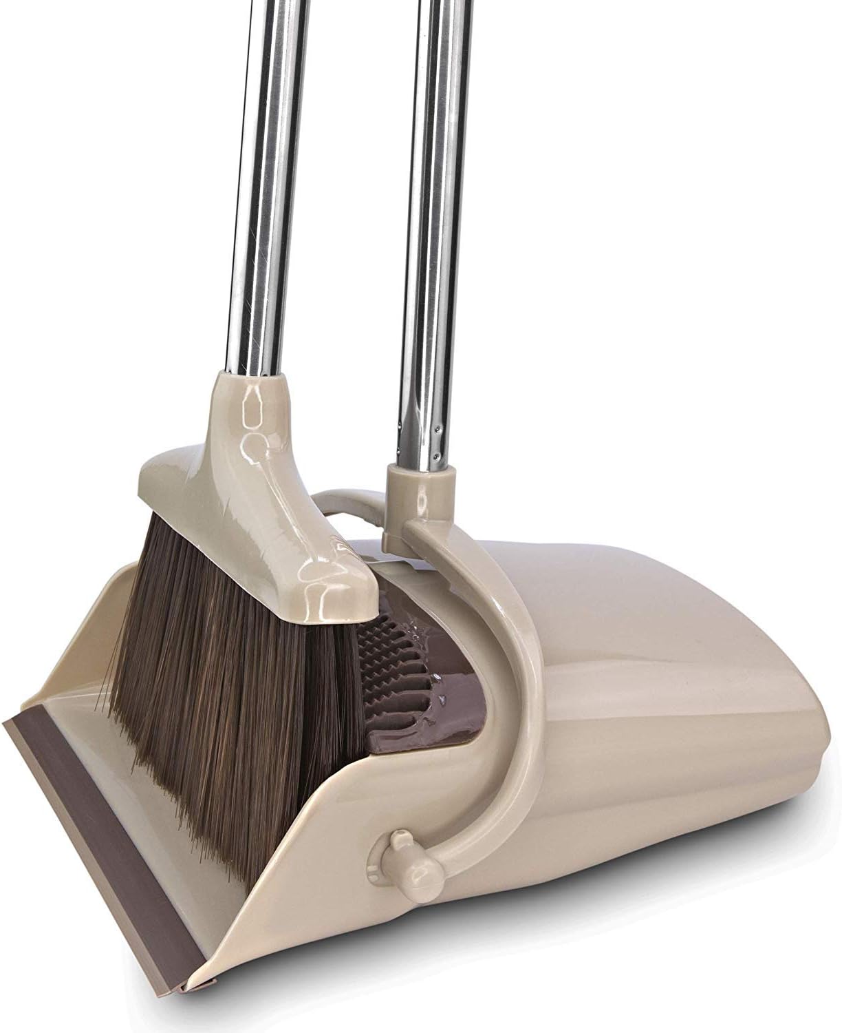 BELLEFORD Broom and Dustpan Set [2020] Stand Up Brush and Dust Pan Combo for Upright Cleaning - Remove Hair with Built-in Wisp Scraper - Kitchen, Outdoor, Hardwood Floor & Garage Tiles Clean Supplies