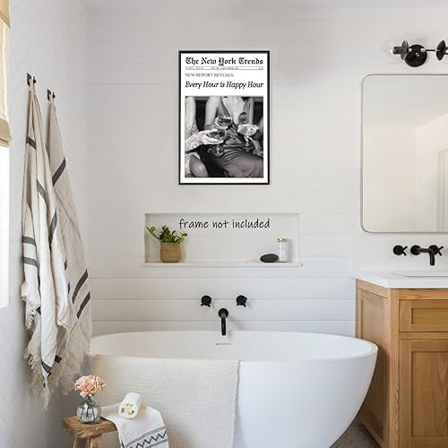 Miniatura 8 de Arte de pared retro de New York Trends, póster de periódico en blanco y negro Every Hour Is Happy Hour Impresiones en lienzo Funky Feminist Posters