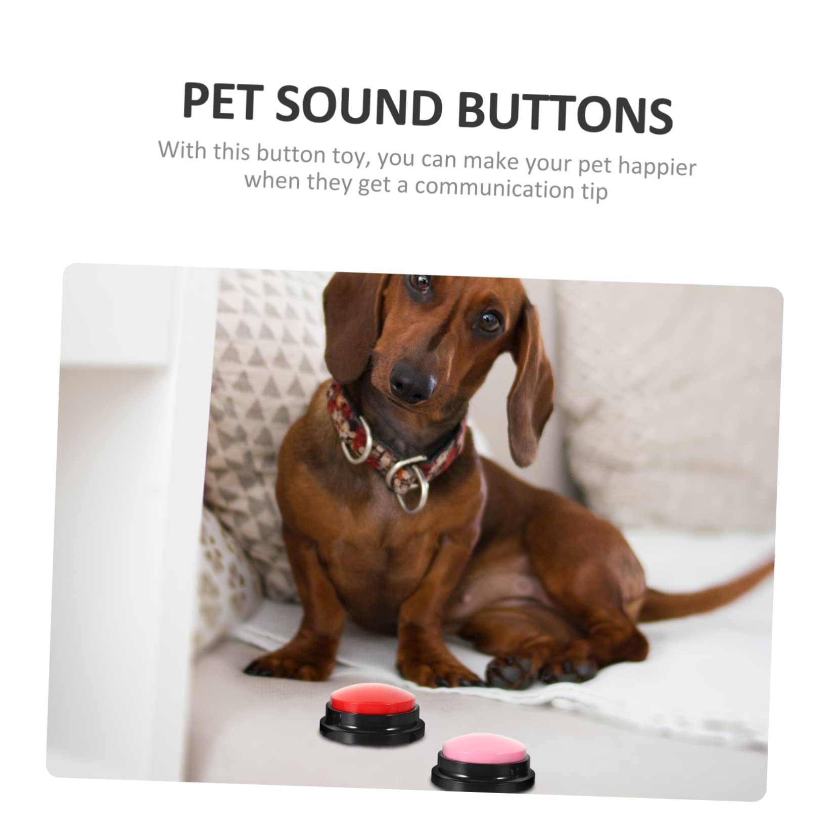 4piezas Botones Interactivos para Paquete De Botones Grabables para Comunicación y Gatos Juguete De Entrenamiento para El Aburrimiento y Comportamientos Destructivos Rojo y Rosa