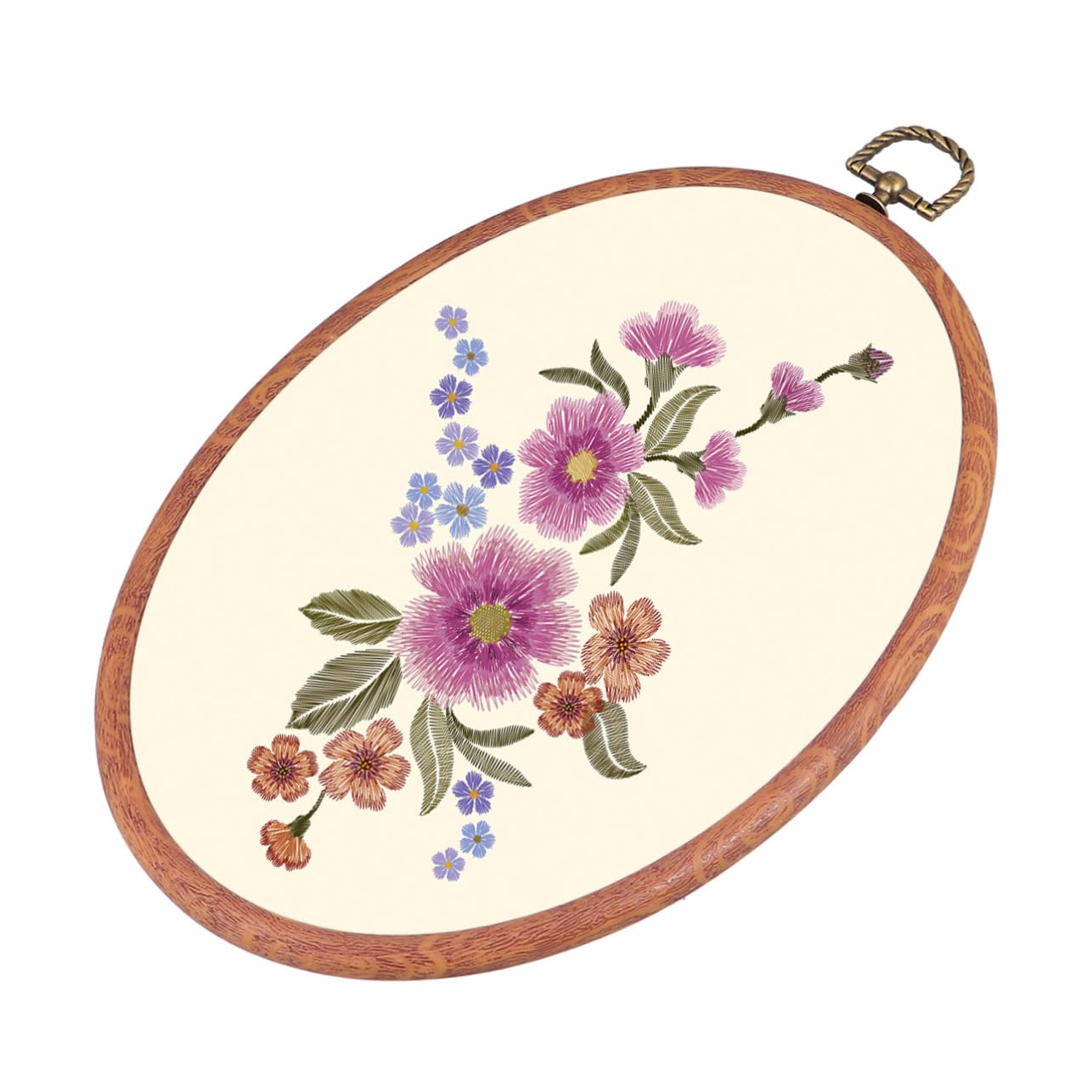 Tofficu 3 Stück Stickrahmen Kreuzstich Oval 18x25cm Holzoptik Selbstgemacht Bastelring zum Nähen und Sticken für Kreative Handarbeit und Selbstgemacht Fans
