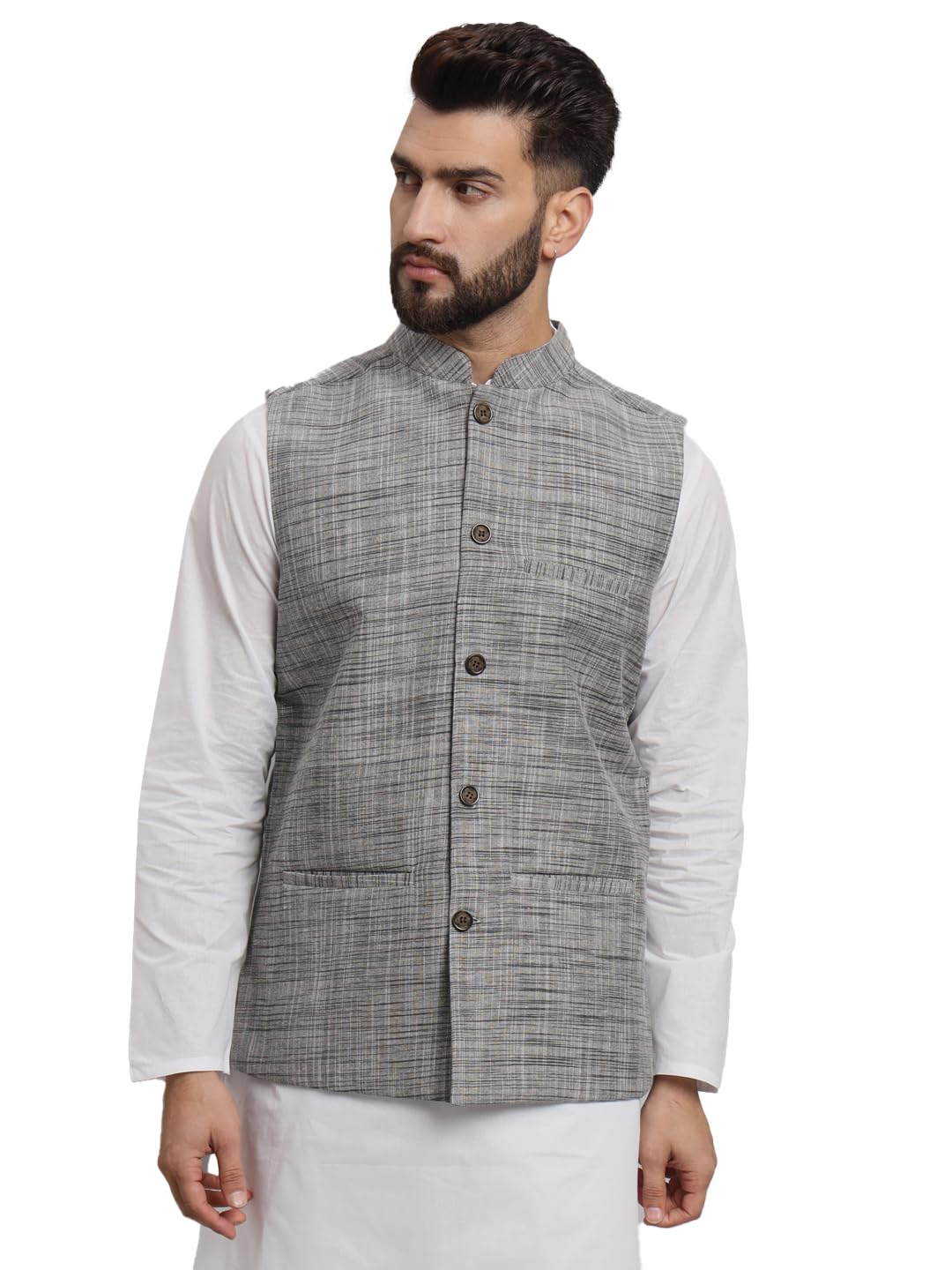 latest chikan Men's Traditional Cotton Solid Nehru Jacket/Waistcoat-picture-17